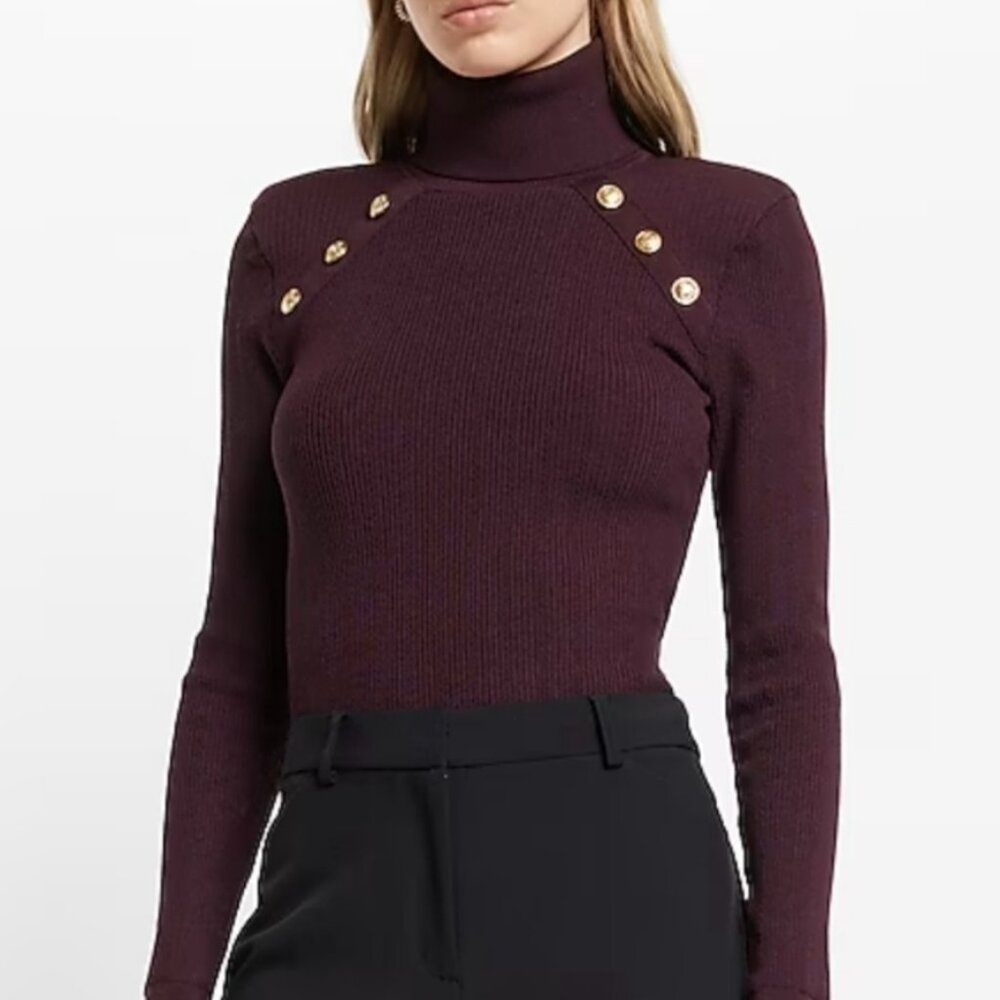 Express Novelty Gold Button Turtleneck Sweater